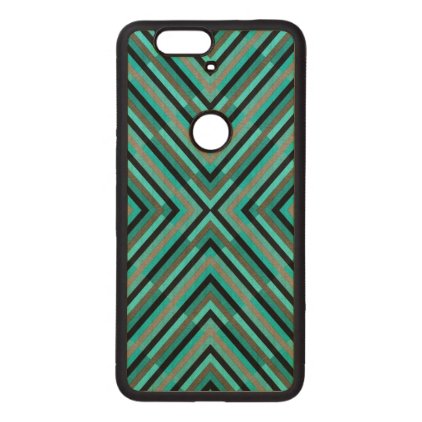 Modern Diagonal Checkered Shades of Green Pattern Wood Nexus 6P Case