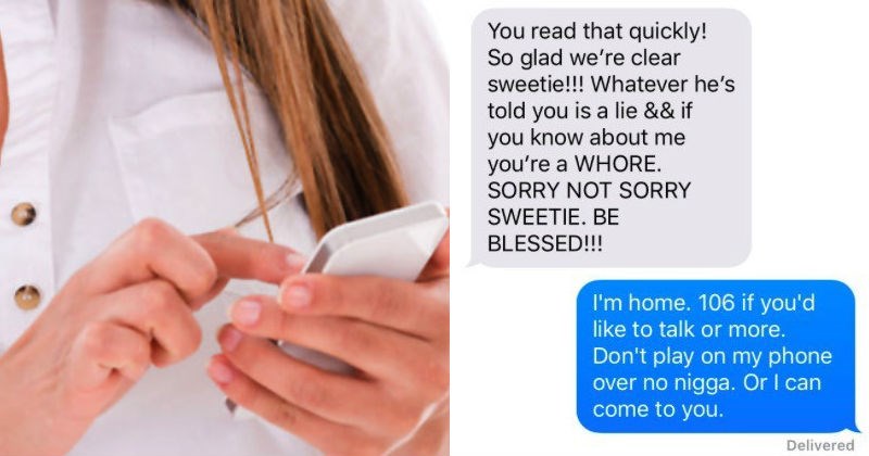 Girl has freakout on her neighbor in crazy text exchange because she thinks he's cheating on her.