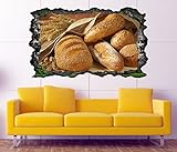 3D Wandtattoo Brot Brötchen Korn Körner Küche essen selbstklebend Wandbild Tattoo Wohnzimmer Wand Aufkleber 11M1674, Wandbild Größe F:ca. 162cmx97cm