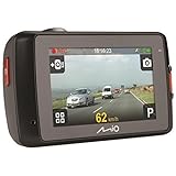 Mio MiVue 658 Touch Super HD Dashcam Videokamera für Auto mit Touchscreen, Radar-Warnung, GPS-Funktion, 140 Grad Weitwinkelkamera, 3-Achsen-G-Sensor, Parkmodus und Fotomodus