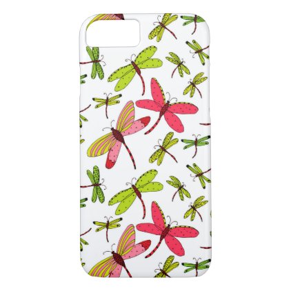 Pink and Green Dragonflies iPhone 7 Case