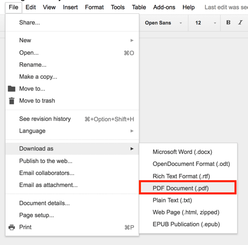 Google Drive lets you export any document as a PDF.