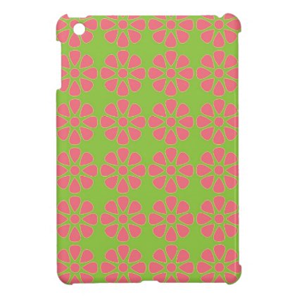 Pink and green blossoms pattern iPad mini cover