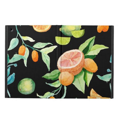 Bold Modern Citrus Watercolor Oranges Kumquat Lime Cover For iPad Air
