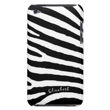 Zebra Pattern, Black & White Stripes, Your Name iPod Touch Cover