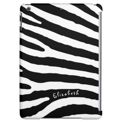 Zebra Pattern, Black & White Stripes, Your Name iPad Air Case
