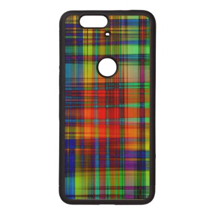 Colorful Abstract Stripes Art Wood Nexus 6P Case