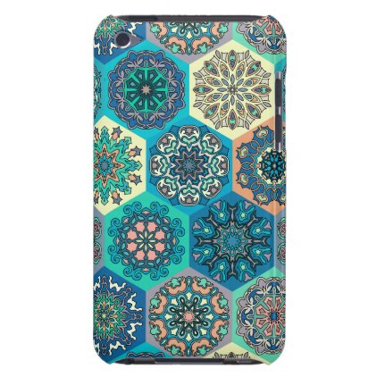 Vintage patchwork with floral mandala elements iPod touch case