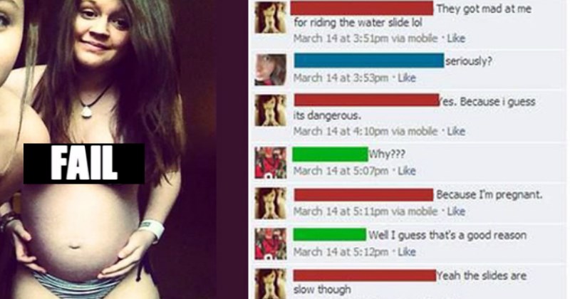 girl posts about getting in trouble for going on a water slide while pregnant