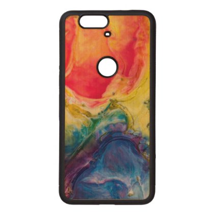 Red Yellow Blue Abstract Painting Wood Nexus 6P Case
