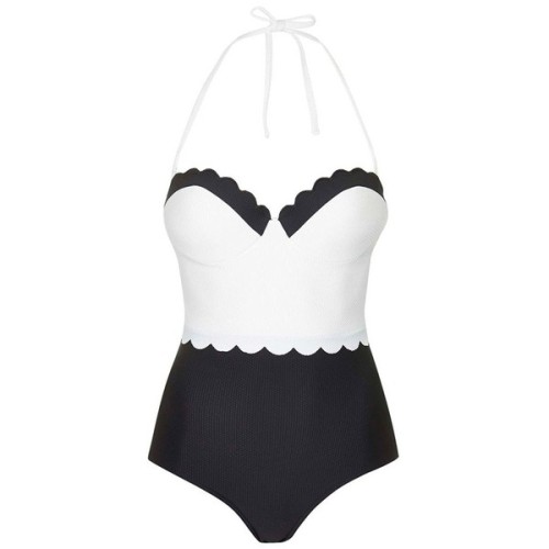Women’s Topshop Scalloped One Piece Swimsuit ❤ liked on...