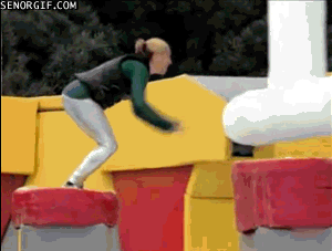 wipeout contestant smashes her face on a wall