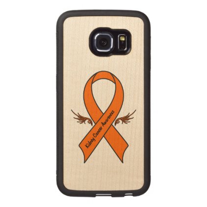 Kidney Cancer Awareness Ribbon with Wings Wood Phone Case