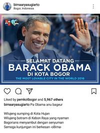 Wali Kota Bogor Ucapkan Wilujeng Sumping Obama