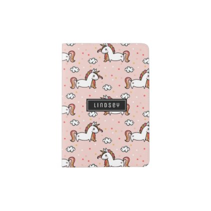 Blush Pink Unicorn Pattern - Custom Name Passport Holder