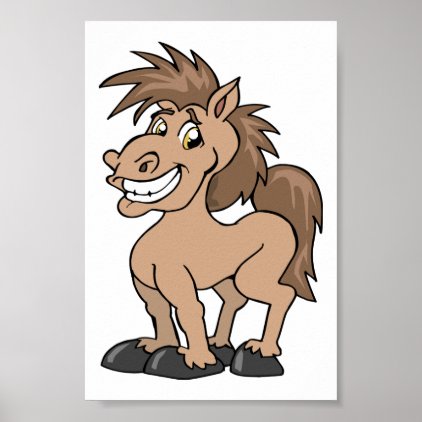 Smiling Cartoon Pony Silly Horse Equine Theme Poster