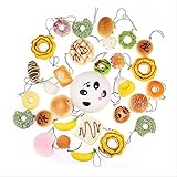 ROSENICE Kawaii Mini weiche Foods Panda Brot Brötchen Toast Multi Donuts Phone Straps Charme-Geschenk - 30 Stücke