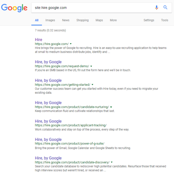 google hire page titles