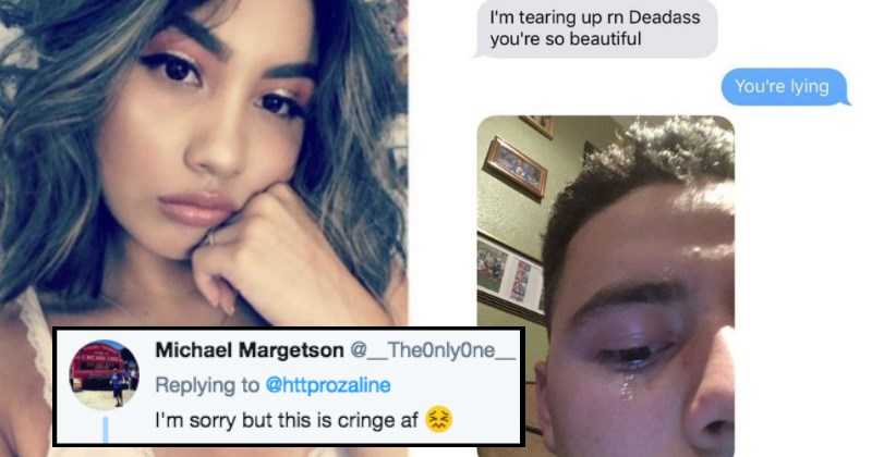 Guy Gets Roasted Hard After He Sends Cringey Pictures to His Girlfriend 'Crying' Over Her Beauty