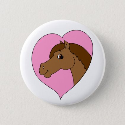 Horse Pink Heart Pretty Horse Equine Theme Button