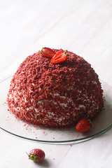 Red Velvet Dome Cake with Strawberries