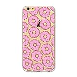 MUTOUREN iphone 6 6S Hülle Schutzhülle Handy TPU Silikon Hülle Case Cover Durchsichtig Gel Tasche Bumper Schale - Rosa Donut Brot