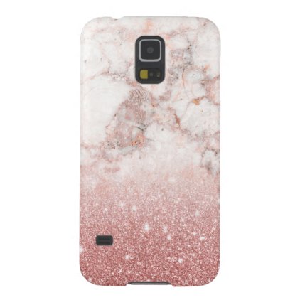 Elegant Faux Rose Gold Glitter White Marble Ombre Galaxy S5 Case