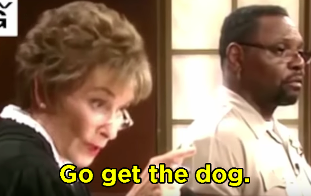 So, Judge Judy had them bring out the dog.