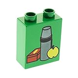 1 x Lego Duplo Motivstein grün 1x2x2 bedruckt Pausen Brot Lunch Box Bild Bau Stein 4066 pb112