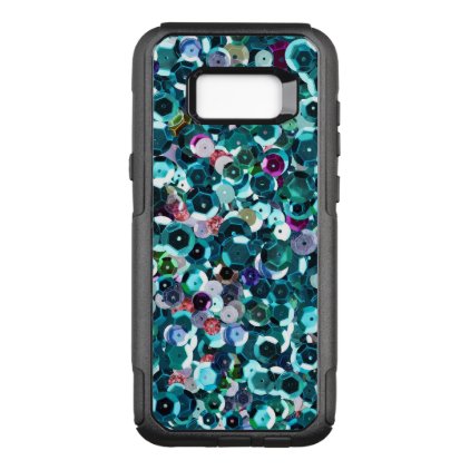 Modern Blue Aqua Faux Sequins Sparkle Print OtterBox Commuter Samsung Galaxy S8+ Case