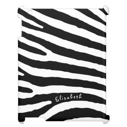 Zebra Pattern, Black & White Stripes, Your Name Cover For The iPad