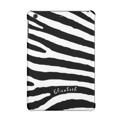 Zebra Pattern, Black & White Stripes, Your Name iPad Mini Retina Cover