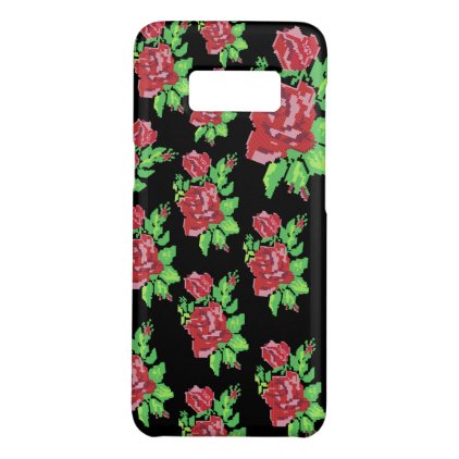 PIXEL ART ROSES Samsung Case(Small Roses on Black) Case-Mate Samsung Galaxy S8 Case