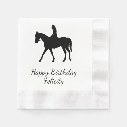 Girl on Horse Personalized Paper Napkin
