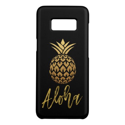 Aloha Tropical Pineapple Black and Gold Foil Case-Mate Samsung Galaxy S8 Case