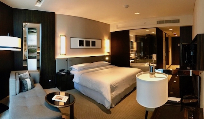 a fancy hotel room