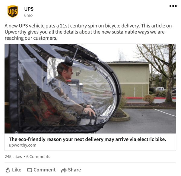 UPS likes to inform people about the social good they do.