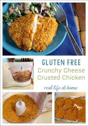Having difficulty finding a gluten free option for coating meat? Check out this quick and delicious Gluten Free Crunchy Cheese Crusted Chicken Recipe!
