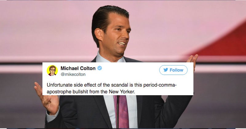 People react on Twitter to the disagreement over the proper punctation for Donald Trump Jr.'s.