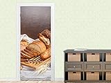 Türbild Aufkleber Türfolie Türdeko für Küche Brot Brötchen Messer Bret Essen (92x205cm)
