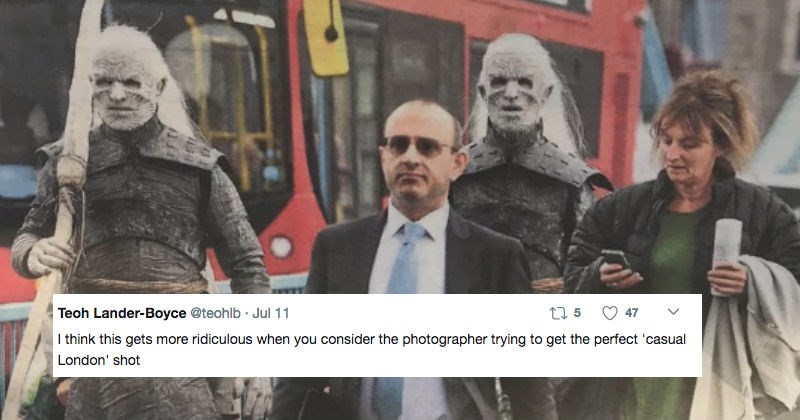 White Walker characters from Game of Thrones wander streets of London and the resulting pictures of reactions are hilarious.