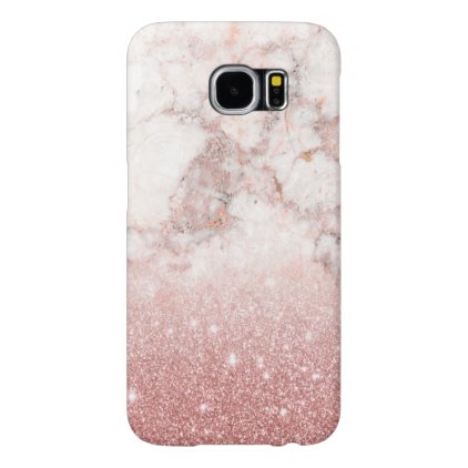 Elegant Faux Rose Gold Glitter White Marble Ombre Samsung Galaxy S6 Case