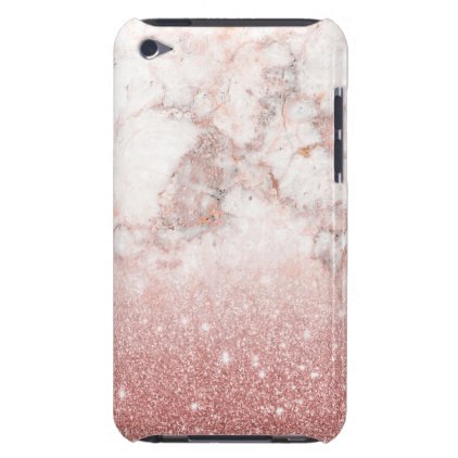 Elegant Faux Rose Gold Glitter White Marble Ombre iPod Touch Case-Mate Case
