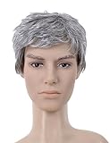 Capless kurze graue glatte Haare Perücke silber grau gemischte farbe im mittleren alter perücke für männer