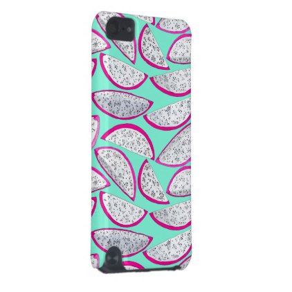 Dragon fruit pattern on cyan background iPod touch (5th generation) case