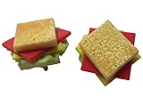 Ohrringe Stecker Ohrstecker handgemachtes Sandwich Brot mit Schinken / Käse und Salat *615*