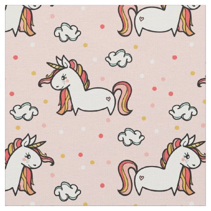 Unicorns & Confetti Blush Pink Pattern Fabric