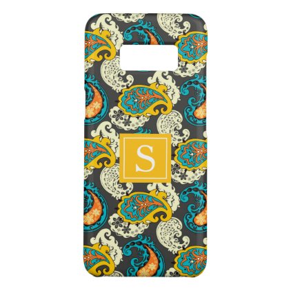 Elegant Monogram Filigree Paisley Swirls Turquoise Case-Mate Samsung Galaxy S8 Case