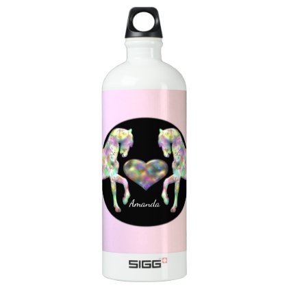 Beautiful Rainbow Horses and Heart Water Bottle