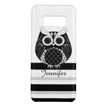 Graphic owl on striped background with name Case-Mate samsung galaxy s8 case